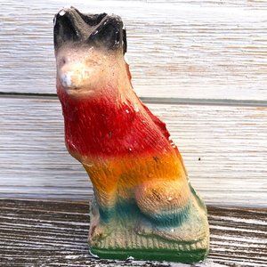 Rustic Vintage Chalkware Wolf souvenir figurine